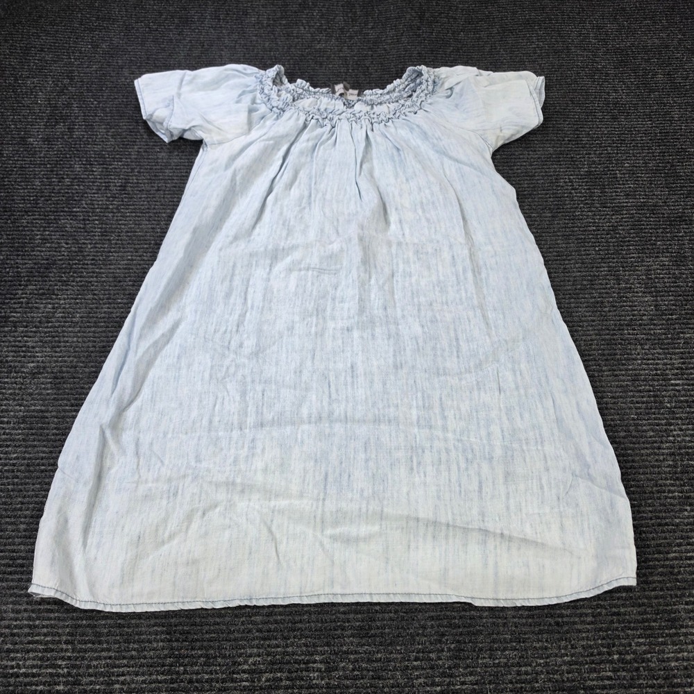 Michael Stars Dress Womens Medium Blue Excellent‎ Tencel Linen Smocked Neck